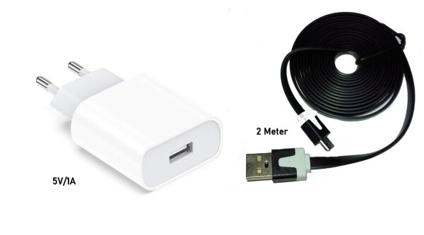 Steckernetzteil und USB-Kabel 2 Meter